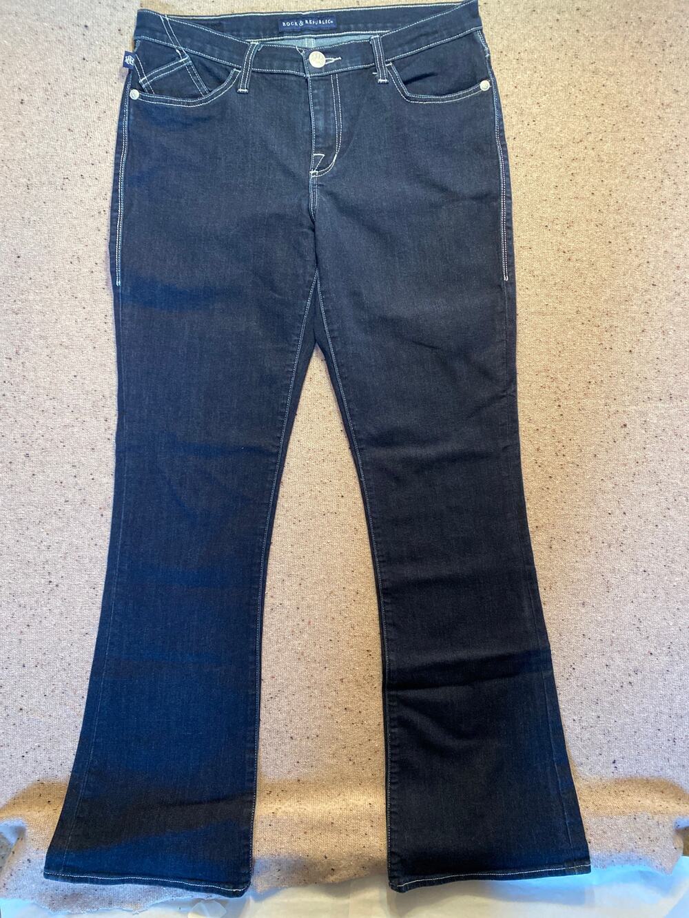 Rock & Republic Women's 12 Low Rise Kasandra Bootcut Jeans Angel Wings Dark Wash
